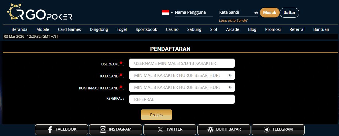 Placeholder screenshot: halaman login RGOPOKER